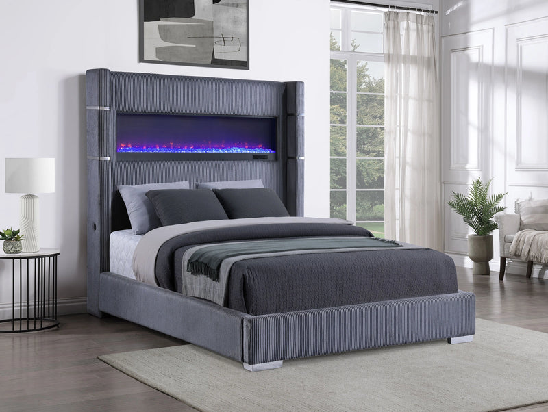 Tisdall Wingback Bed with Flame Visualizer